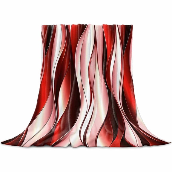 Flannel Throw Blanket for Couch Sofa Bed,Red Gradient Color Block Soft Cozy Warm Fuzzy Blanket 50x60in