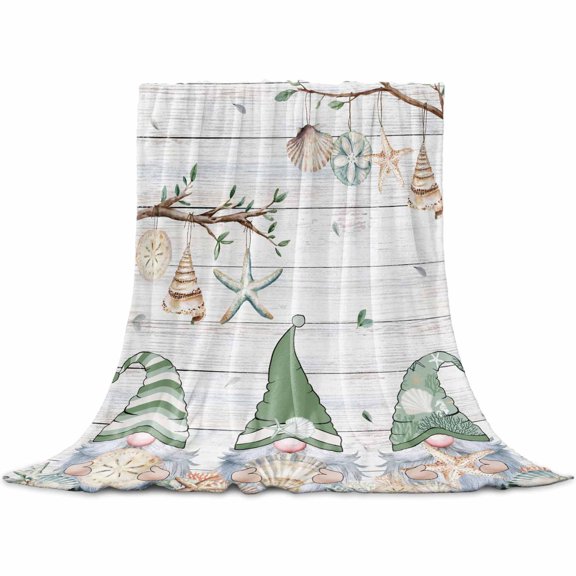 Flannel Throw Blanket for Couch Sofa Bed,Sage Green Gnome on Wood Barn Soft Cozy Warm Fuzzy Blanket 30x40in