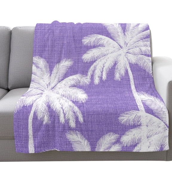 Flannel Throw Blanket for Couch Sofa Bed,Summer Coastal Coconut Trees Soft Cozy Warm Fuzzy Blanket 40x50in