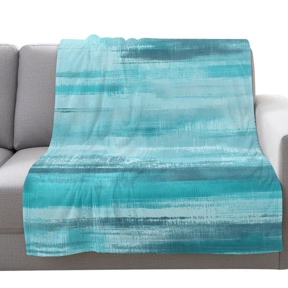 Flannel Throw Blanket for Couch Sofa Bed,Turquoise Gradient Abstract Soft Cozy Warm Fuzzy Blanket 40x50in
