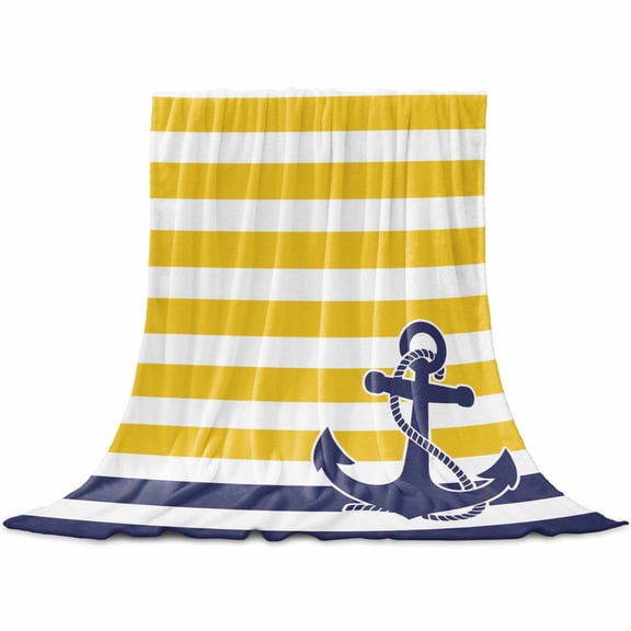 Flannel Throw Blanket for Couch Sofa Bed,Vintage Navigation Anchor Soft Cozy Warm Fuzzy Blanket 30x40in