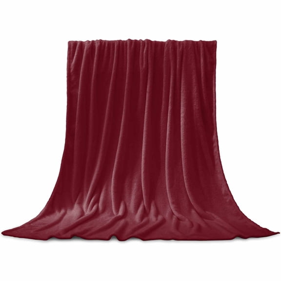 Flannel Throw Blanket for Couch Sofa Bed,Wine Red Dark Maroon Soft Cozy Warm Fuzzy Blanket 50x60in