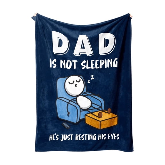Flannel Throw Blanket with Dad Is Not Sleeping He Is Just Resting His Eyes Lettering Soft Lightweight Cozy Fleece Blanket for Sofa Bed Chair Couch