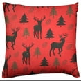 thumbnail image 1 of Flannel Throw Pillow/Sham Cushion Cover Christmas Winter Deer and Tree Red, 1 of 1