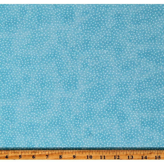 Flannel Tonal Small Dots Polka Dots White on Blue Marbled Mottled-Look Comfy Prints Cotton Flannel Fabric By the Yard (9527-111)