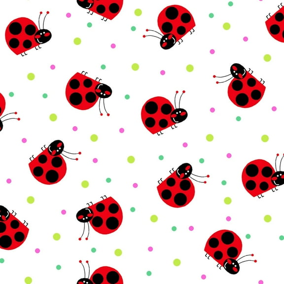 Lady Bugs and Dots Flannel Fabric