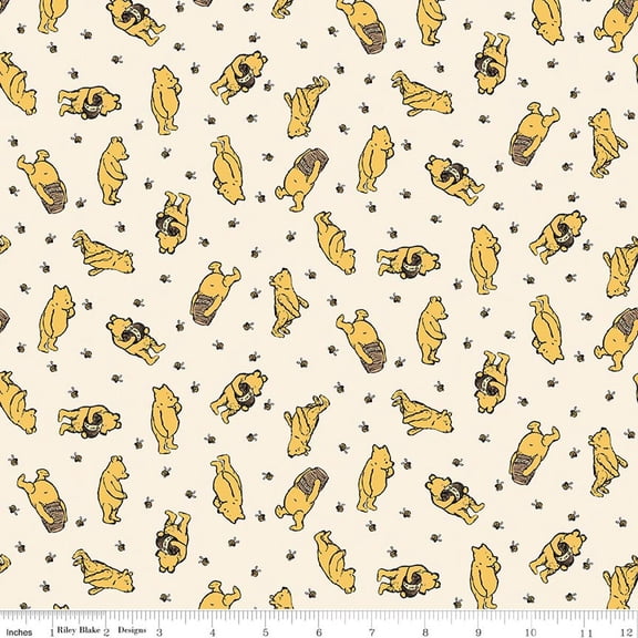 Flannel Winnie the Pooh Toss Cream Fabric