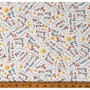Flannel Wish And Wonder Worlds Text White Kids Cotton Flannel Fabric Print by the Yard KATIE-CF2499-MULTI