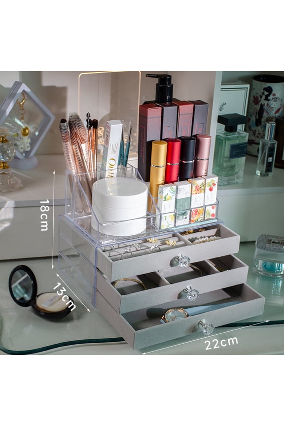 Flannel jewelry storage box acrylic desktop drawer earrings necklace anti-oxidation storage box