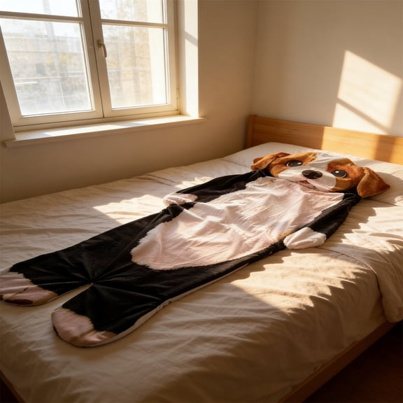 Flannel sleeping bag, 74.8×31.5‑inch adult soft flannel monkey sleeping bag, plush body pillow nap mattress for bedroom camping, bedding supply for home travel