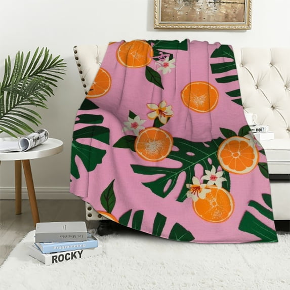 Flannel sofa blanket , Super Soft Cozy Blanket for Sofa, Lightweight Fuzzy Throw Blanket for Sofa Monstera Leaves Wildflowers