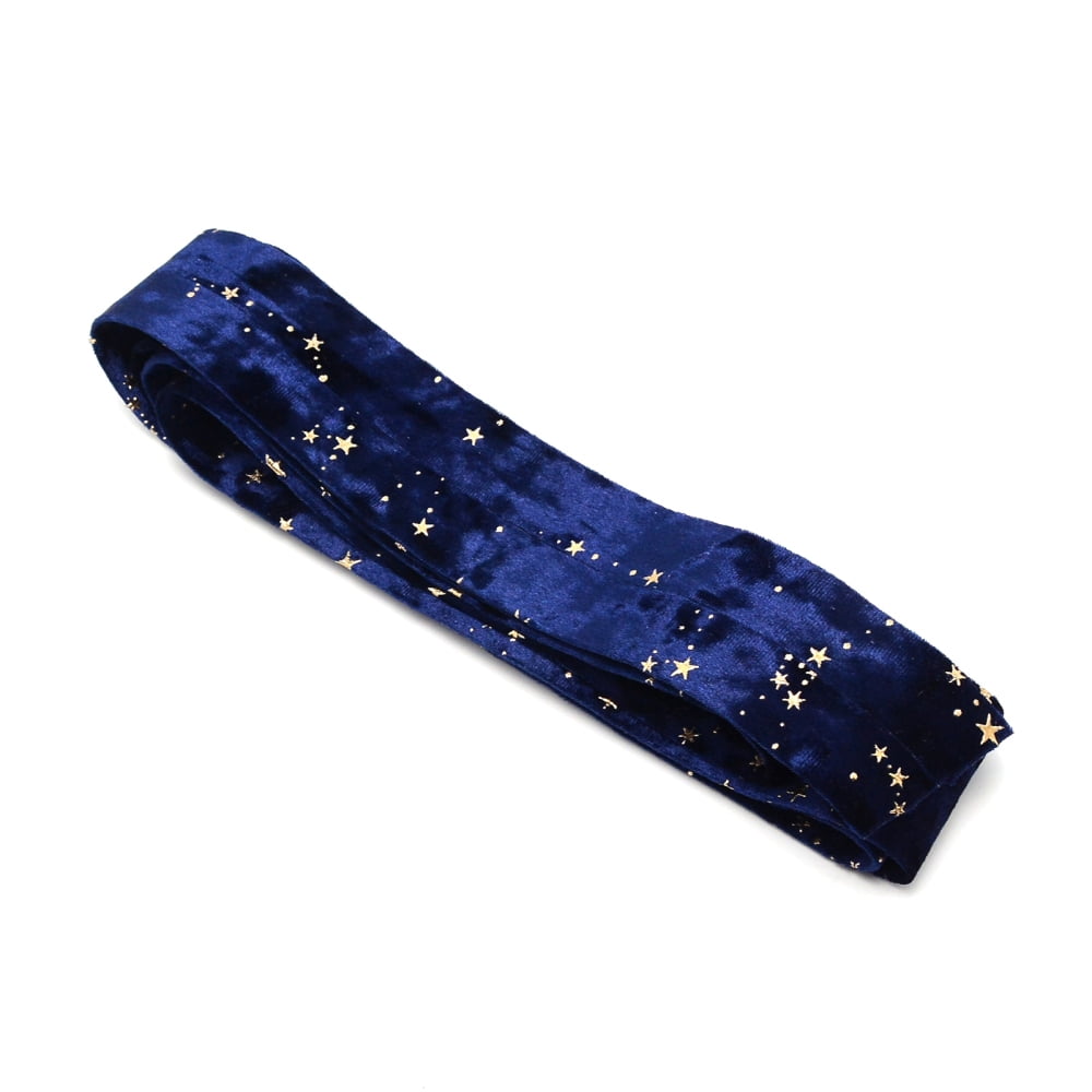 Flannelette Ribbons with Gold Star Pattern Ribbons with Nonwoven Fabric for Sewing Craft Blue 2 inch(50mm) about 2.19 Yards(2m)/Bundle DIY