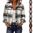 thumbnail image 1 of Flannels For Women Cropped Shacket Jacket Fashion Plaid Fall Coat Button Down Crop Jacket Trendy Clothes Fall Winter Outwear, 1 of 9