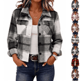 thumbnail image 1 of Flannels For Women Cropped Shacket Jacket Fashion Plaid Fall Coat Button Down Crop Jacket Trendy Clothes Fall Winter Outwear, 1 of 9