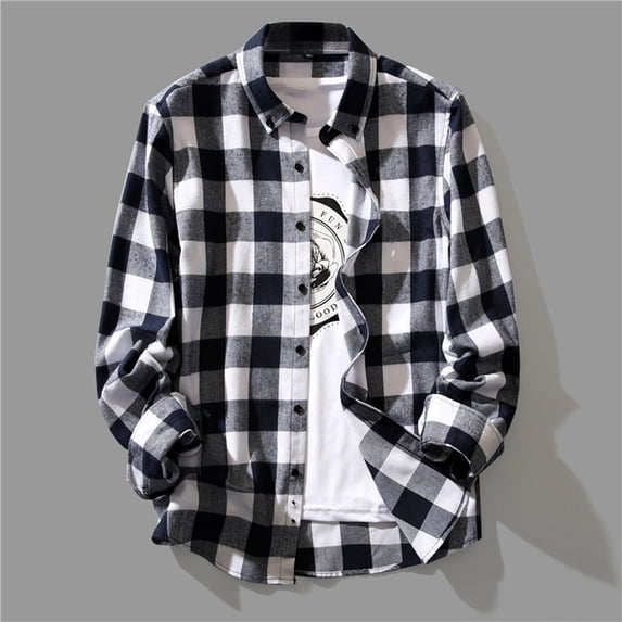 Flannels for Men Long Sleeve Classic Trendy Plaid Shirt Jacket Button Up Lapel Neck Flannel Shacket Tops (2XL, Black 01)