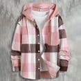 thumbnail image 1 of Flannels for Men Trendy Button Up Plaid Hooded Jackets with Drawcord Long Sleeve Cpzy Casual Coat Outerwear (XL, Pink), 1 of 7