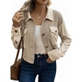 thumbnail image 1 of Flannels for Women Cropped Shacket Jacket Fashion Plaid Button Down Shirt Fall Coat Tops Khaki M, 1 of 9