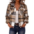 thumbnail image 1 of Flannels for Women Cropped Shacket Jacket Fashion Plaid Fall Coat M, 1 of 8