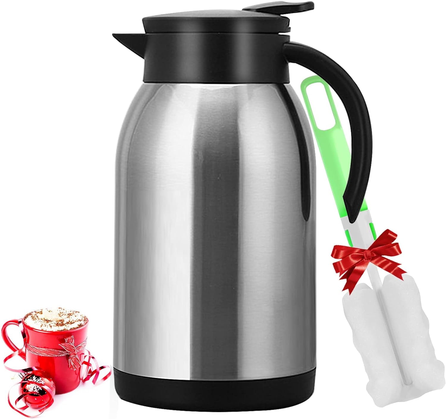 TEBICOO Small Coffee Carafe for Keeping Hot, 34oz Tea Pot, Double Wall  Stainless Steel Insulated Coffee Carafe Thermal with Removable Tea Filter