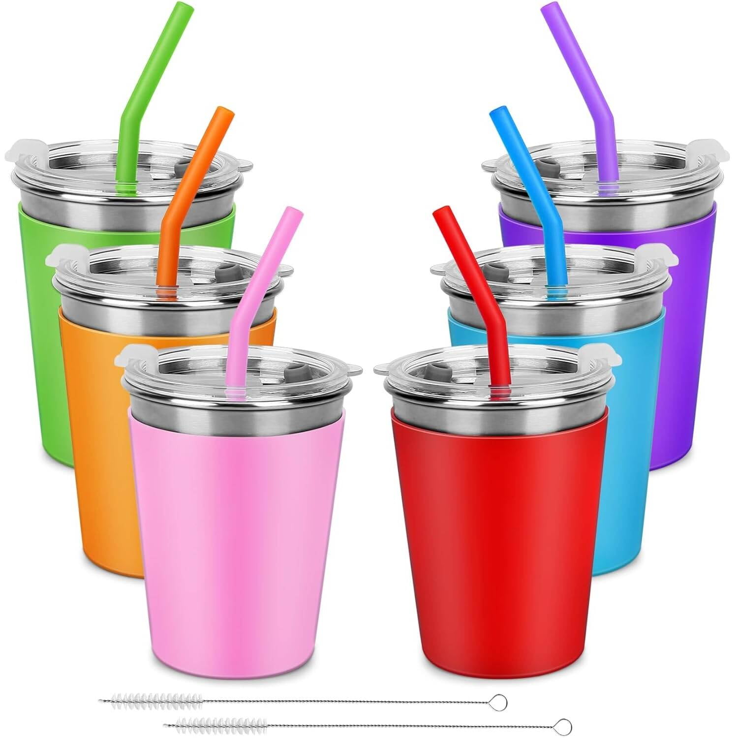 Flantor Kids Cups with Straws, 12oz Stainless Steel Tumblers with Lids and  Silicone Sleeves - Walmart.com