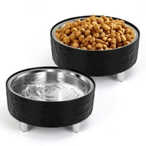 Flantor Elevated Stainless Steel Cat Bowls Set of 2 Food and Water Bowl for Small Dogs Dishwasher Safe Black