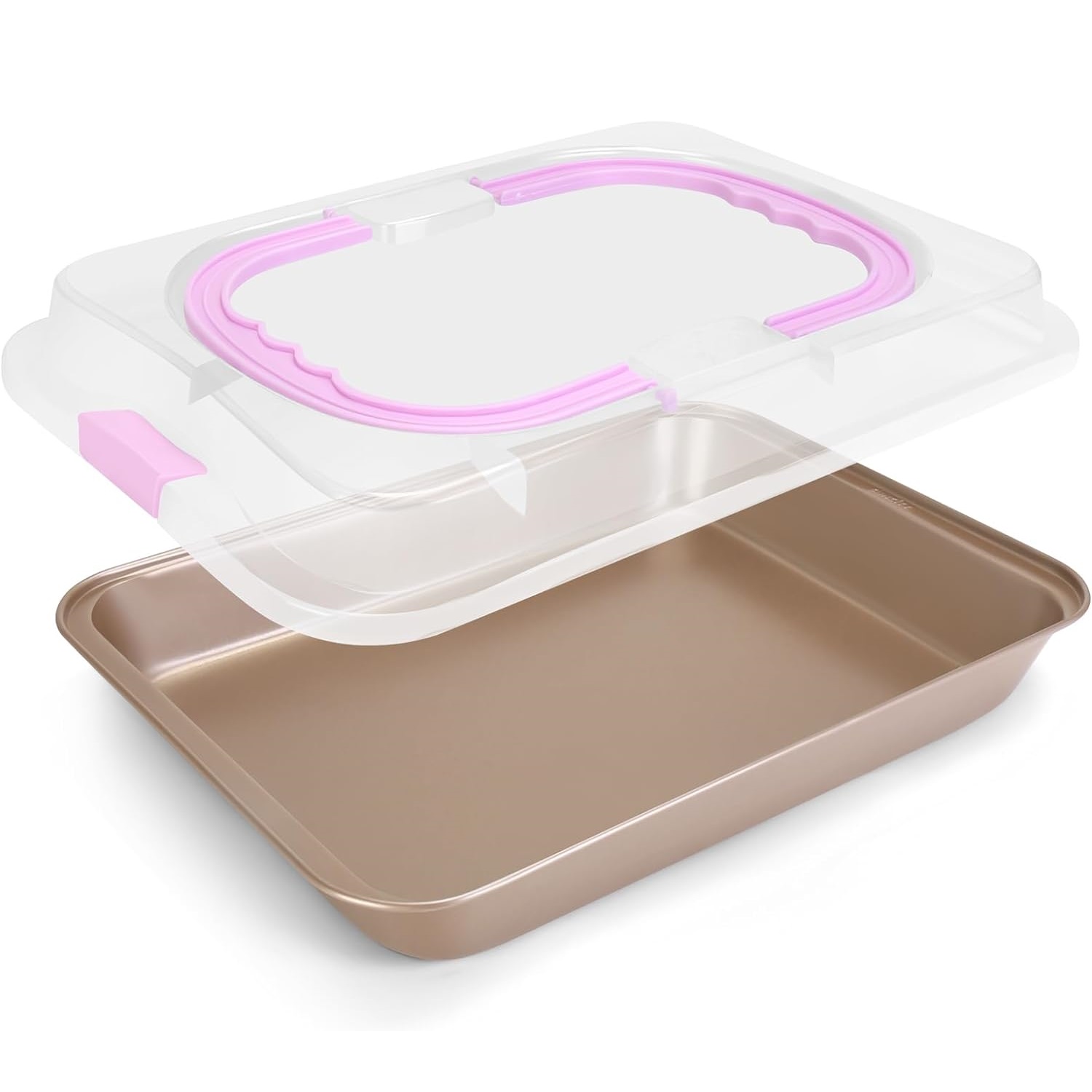 Flantor Portable Cake Pan NonStick Carbon Steel Baking Sheet with Lid