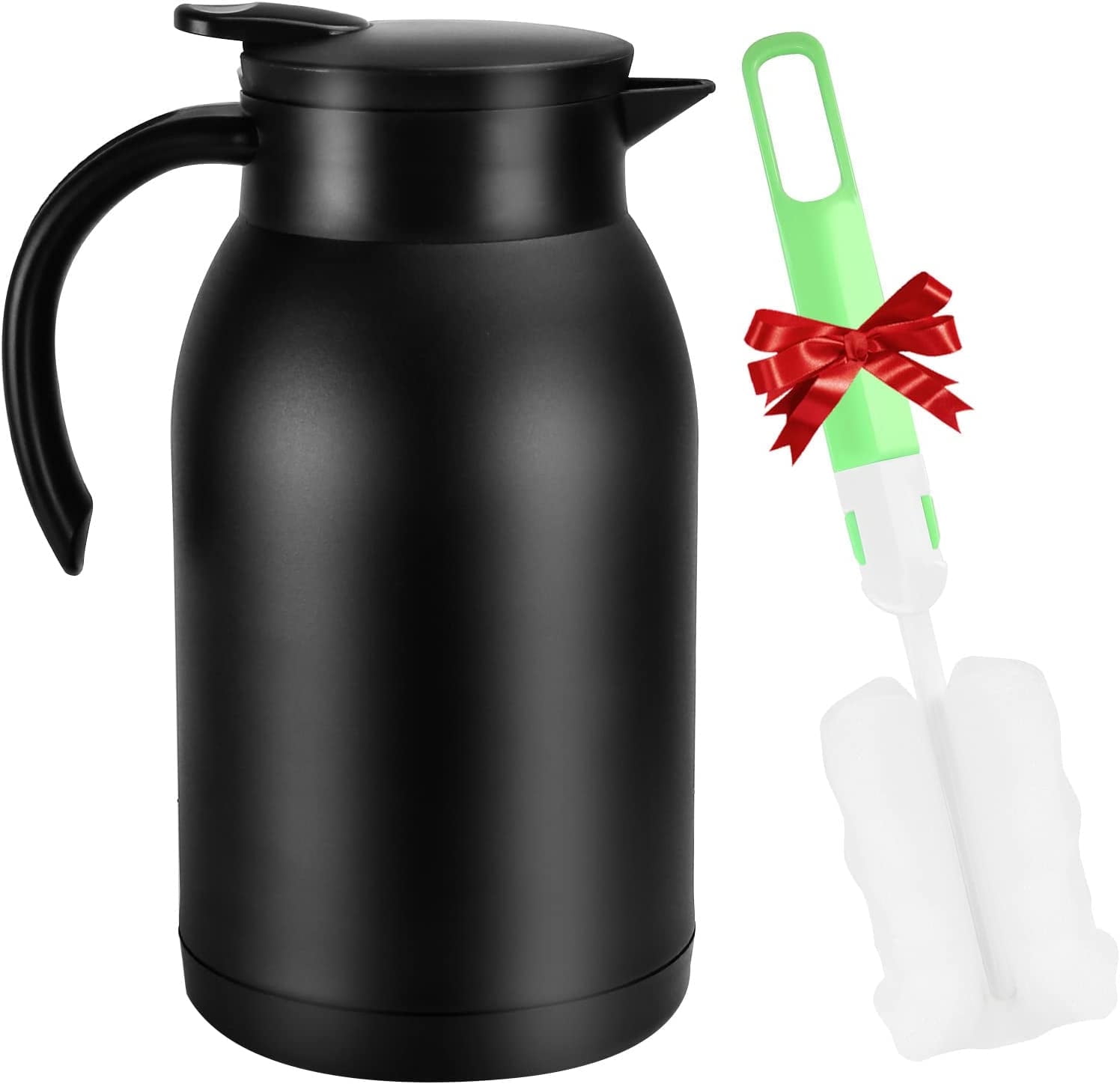 Flantor Stainless Steel Thermal Coffee Carafe Dispenser - Unbreakable Double Wall Vacuum Thermos Flask Large Capacity 40Oz,Water Tea Pot Beverage Tea Water Coffee Pitcher BPA Free