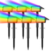 Flaow Solar Lights Outdoor,6 pack,IP65 Waterproof RGB Color Changing,Landscape Solar Spotlight,7 Modes, Dusk to Dawn for Garden, Yard, Patio, Driveway