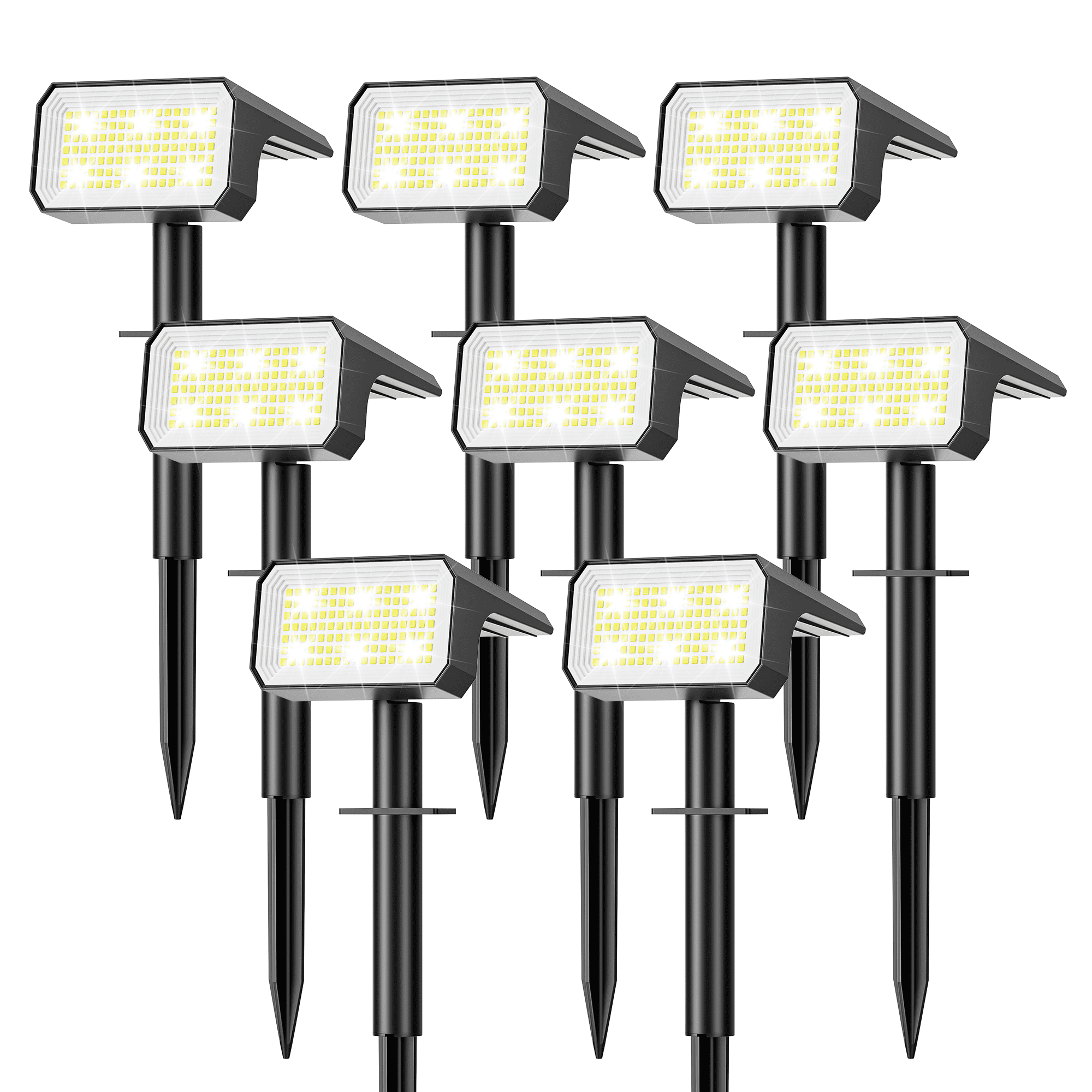 Flaow Solar Lights Outdoor, 8 pack,118 LED Solar Spotlights with 4 Modes, IP65 Waterproof Auto On/Off for Garden, Yard, Pathway, Lawn-Cool White