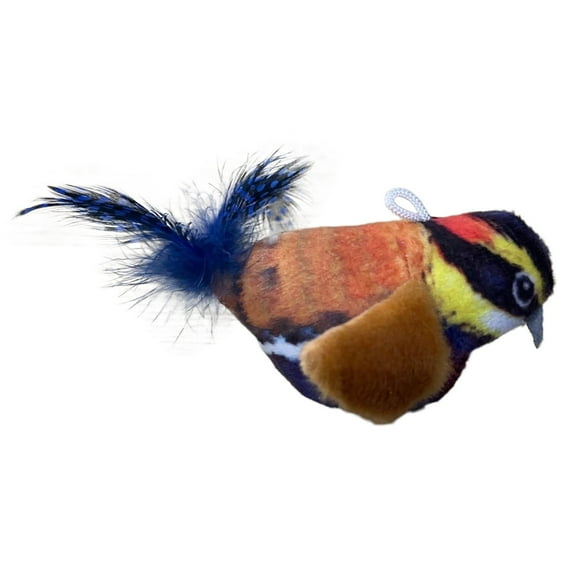 Flap Bird Pet Toy with Realistic Chirping Sounds, Multicolor with Elastic Rope, Interactive Play and Stress Relief, Great for Parties and Gifts-B