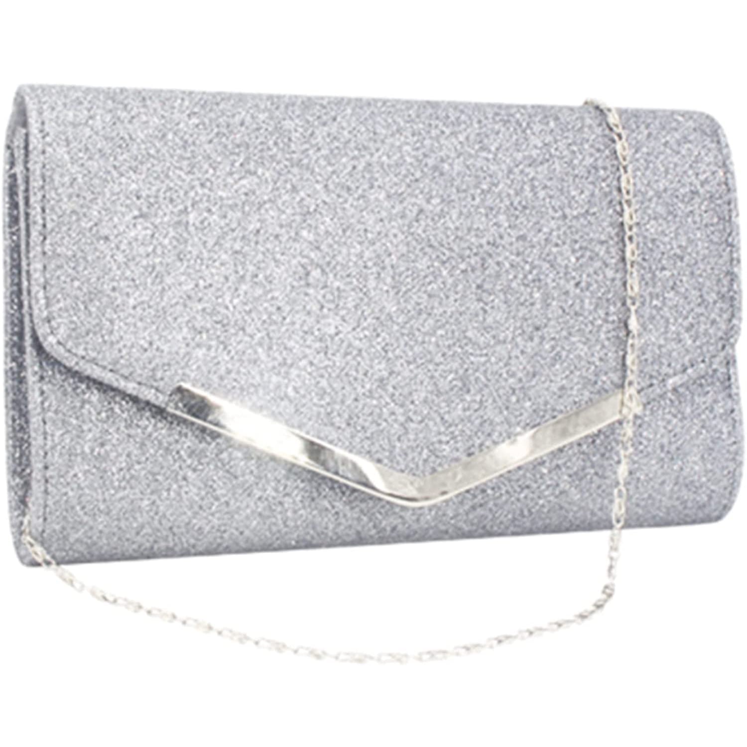 White Glitter Flap Butterfly Crossbody Chain Bag Purse