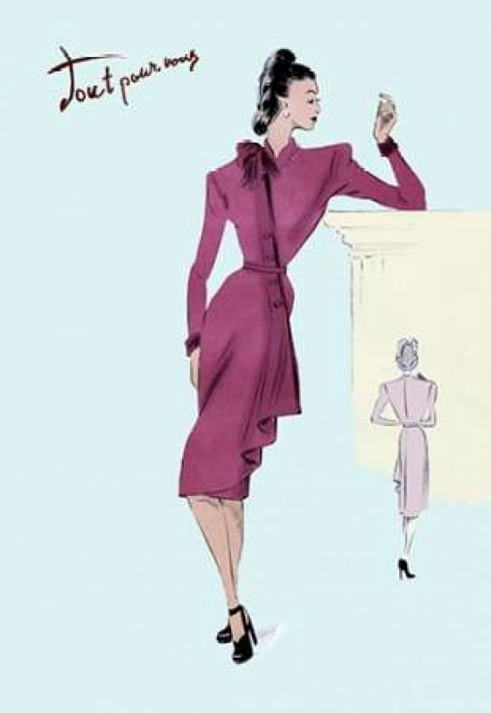 Flap Over Button Dress 1947 Canvas Art - Unknown (12 x 18)
