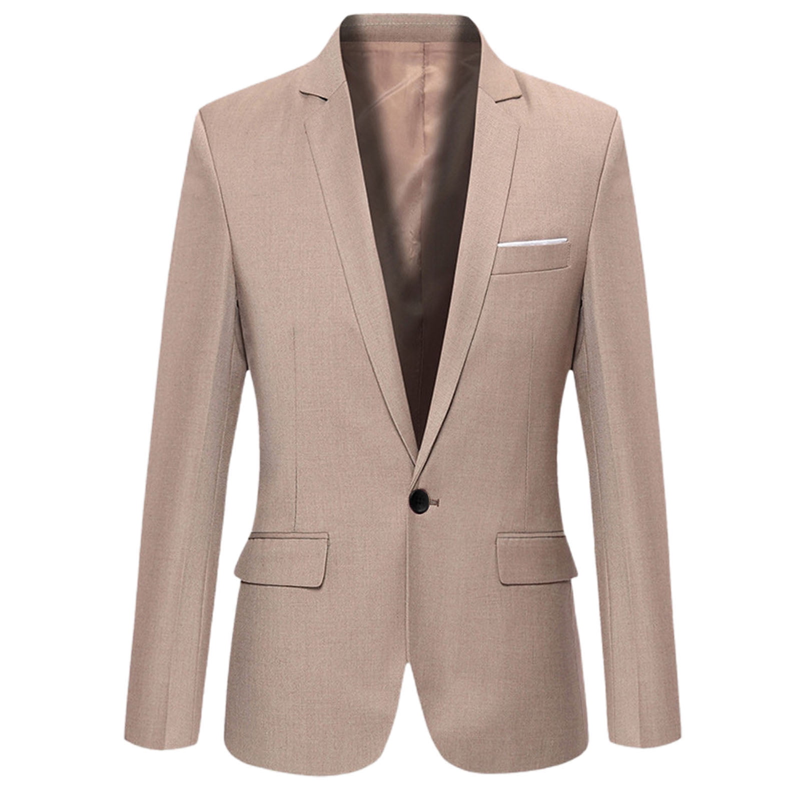 ジャケット Flap-pockets Single-breasted Blazer Flap Pockets Long Sleeve Men Blazer Solid Color Single