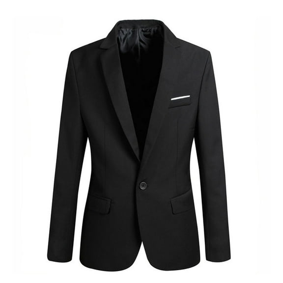 Flap Pockets Long Sleeve Men Blazer Solid Color Single Button Lapel Suit Jacket Male Clothing