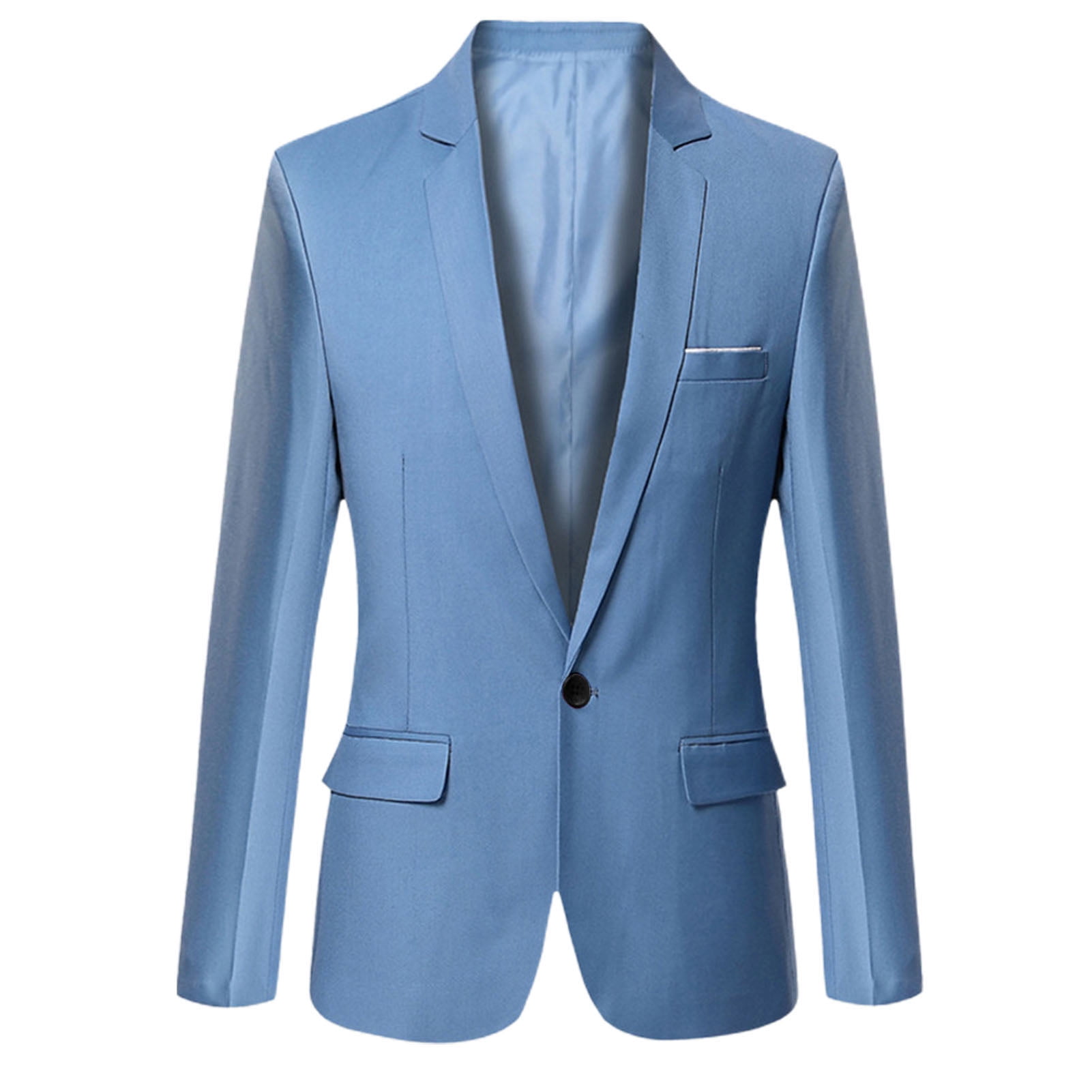 ジャケット Flap-pockets Single-breasted Blazer Flap Pockets Long Sleeve Men Blazer Solid Color Single