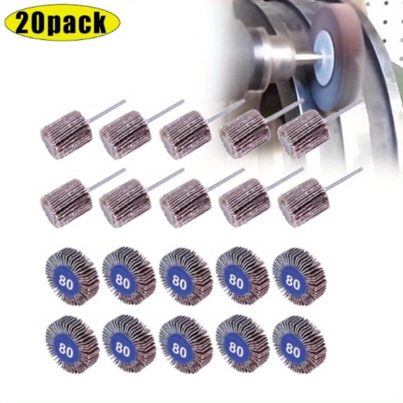 Flap Sander Wheel Kit for Deburring & Polishing - 20 Pieces in Two Sizes with 1/8" Shank for Metal & Wood, Fits Most Drills