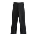 thumbnail image 1 of Flap decorated bra-style tube top + leg slit straight pants set - pants black - S, 1 of 7