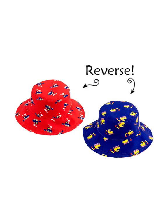 Reversible Baby Sunhat UPF 50+ X-Small (0 - 6 mo) - Digger / Train