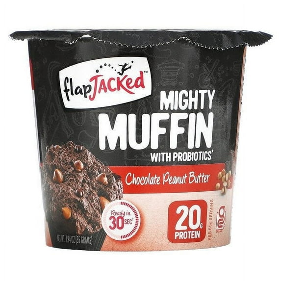 FlapJacked, Mighty Muffin with Probiotics, Chocolate Peanut Butter, 1.94 oz Pack of 3