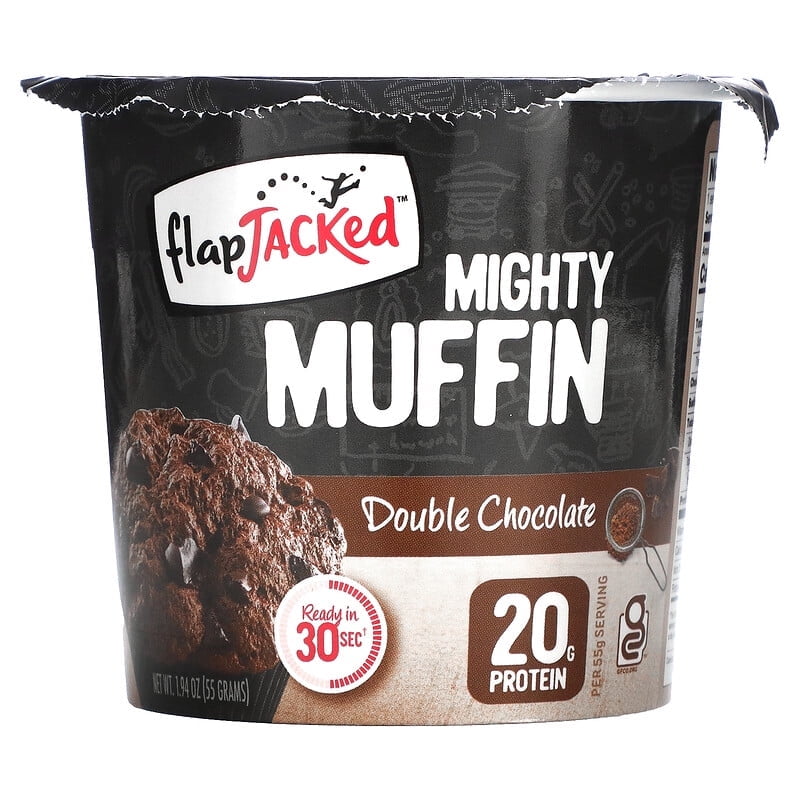 FlapJacked, Mighty Muffin with Probiotics, Double Chocolate, 1.94 oz Pack of 2