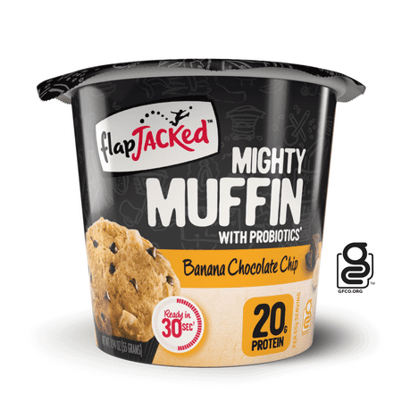 FlapJacked Mighty Muffins with Probiotics Flavors: Banana Chocolate Chip, Sizes: 6-Pack