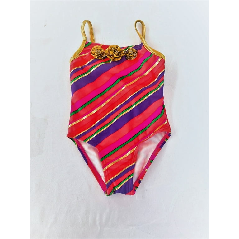 Flapdoodles Baby Girl 1 Piece Swimwear Size 2 2T Muti Stripes