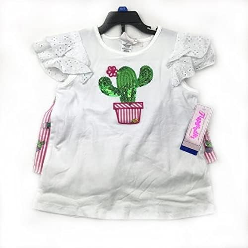 Flapdoodles Girl's Cactus Flower Outfit Top & Shorts (Coral, 5)