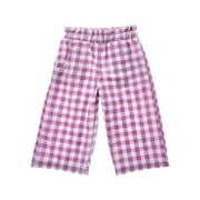 Flapdoodles girls  Cropped Wide Leg Gingham Pant, 6, Purple