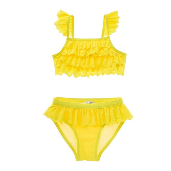 Flapdoodles girls Eyelet 2pc Swim Set, 5, Yellow