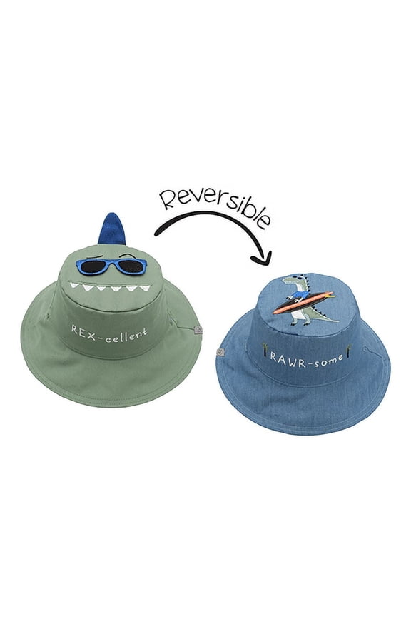 ' Baby/Kids Reversible Sun Hat - Dinosaur | Surfer Dino (6m - 6y+)