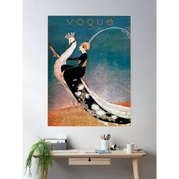 Flapper And White Peacock Vintage Poster Poster Wall Art, Modern Wall Decor For Living Room Bedroom, 24x36 UNFRAMED