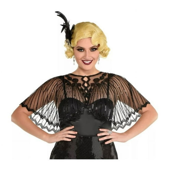 Flapper Capelet - Black Sheer - 1920's - Costume Accessory - Adult