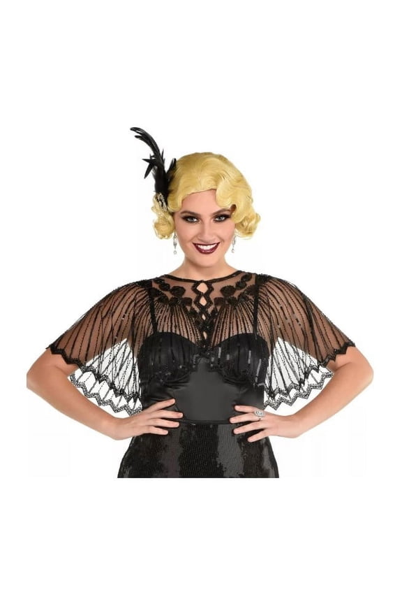 Flapper Capelet - Black Sheer - 1920's - Costume Accessory - Adult