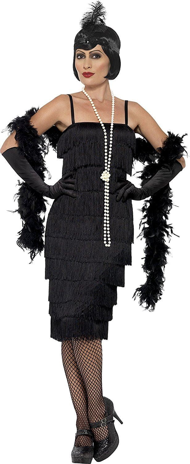 Flapper Costume Adult Black 20s Razzle Small Female Fancy Dress Party ...